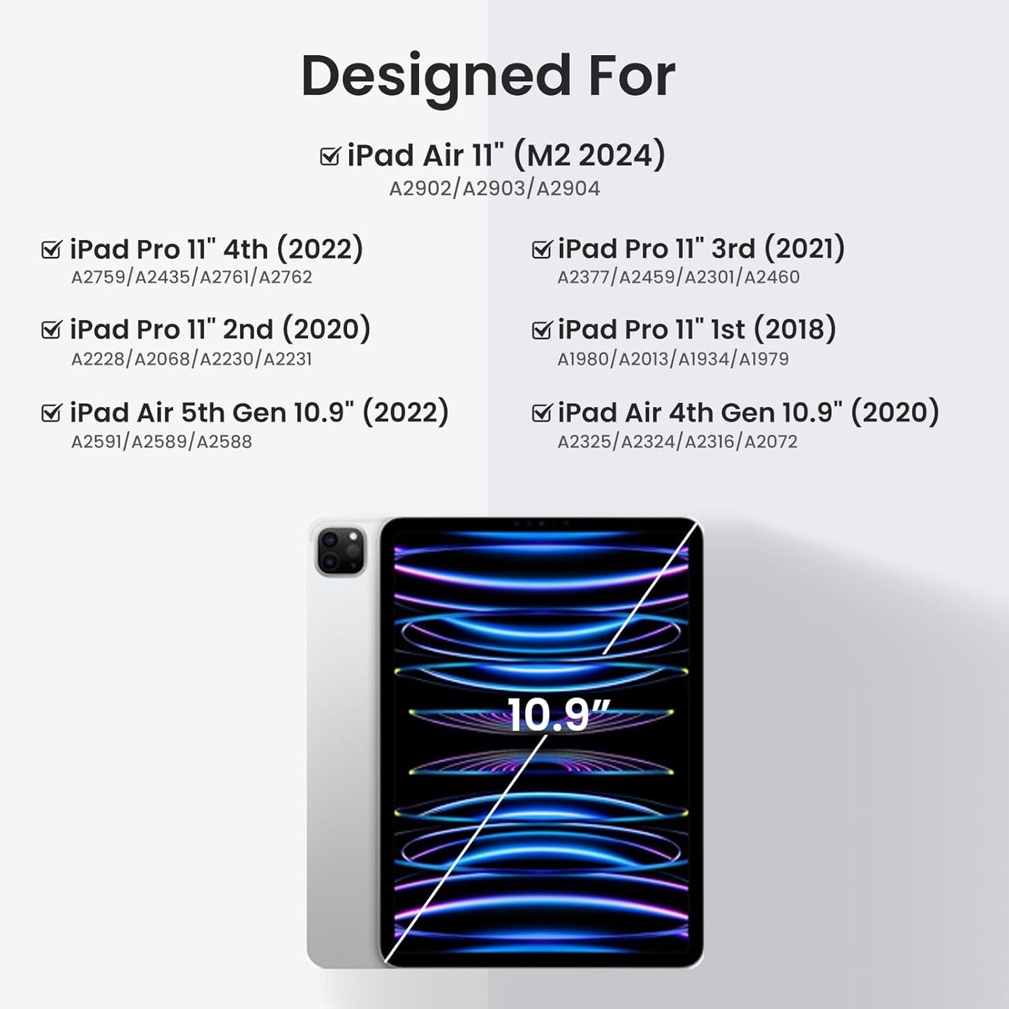 Leather Keyboard Case for iPad Air 5th 4th Generation 10.9 inch Pro 11 1st/2nd/3rd/4th, 7 Color Backlight BT Keyboard Folio with Pencil Holder 2022 2021 2020 2018 (Brown)