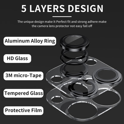 [2 in 1] for iPhone 14 Pro/iPhone 14 Pro Max Camera Lens Protector,Full Protective Metal Ring + HD Tempered Glass Camera Screen Protector Cover Film Accessories, Space Black