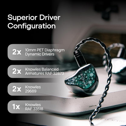 Linsoul ZiiGaat Arcanis in Ear Monitor, Professional 2DD+5BA Hybrid IEM Earphone, Gaming Earbuds, HiFi Wired Earbuds with Detachable Cable for Musicians Audiophiles