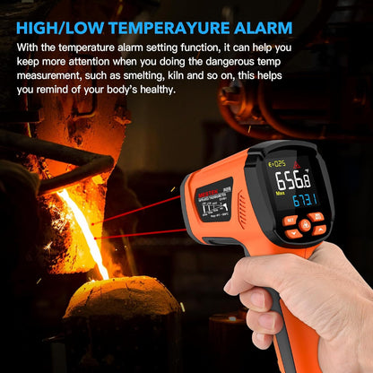 -40℉~3632℉, MESTEK Infrared Thermometer Temperature Gun, High Temp Thermometer with Thermocouple Probe, Non-Contact 50:1 Pyrometer Dual Laser Thermometer Gun for Engine, Kiln, Forging, Industrial