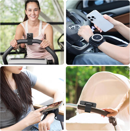 VRIG 360 Rotatable Magnetic Wristband Phone Holder, Armband Cell Phone Holder, Magnetic Phone Holder, Compatible with magsafe iPhone 16 15 14 13 12 Pro Max Plus Mini