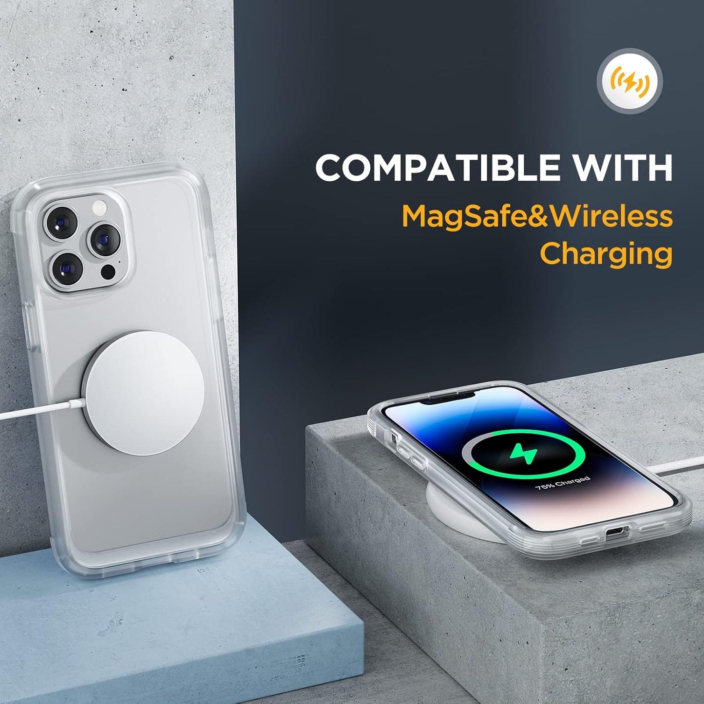 Miracase Glass Series Designed for iPhone 14 Pro Max Case 6.7 Inch, Upgrade Full-Body Bumper Case with Built-in 9H Tempered Glass Screen Protector, with Camera Lens Protector, Matte Clear