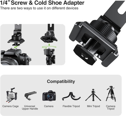 elitehood Aluminum Tripod Phone Mount Adapter for DJI RS 4 Mini, Magnetic Smartphone Tripod Mount with Arca-Standard & Hot Shoe Plate for Camera, Cold Shoe Phone Mount Fit iPhone 16 15 14 Series