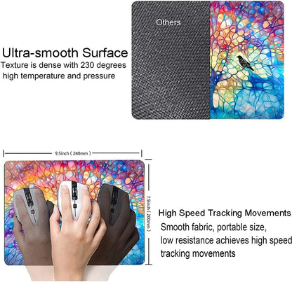 Hokafenle Mouse Pad, Cute Tree of Life Mouse Pad, Square Mouse Mat Design Waterproof Mouse Pads Non-Slip Rubber Base Mousepad for Office Home Laptop, Rainbow Tree