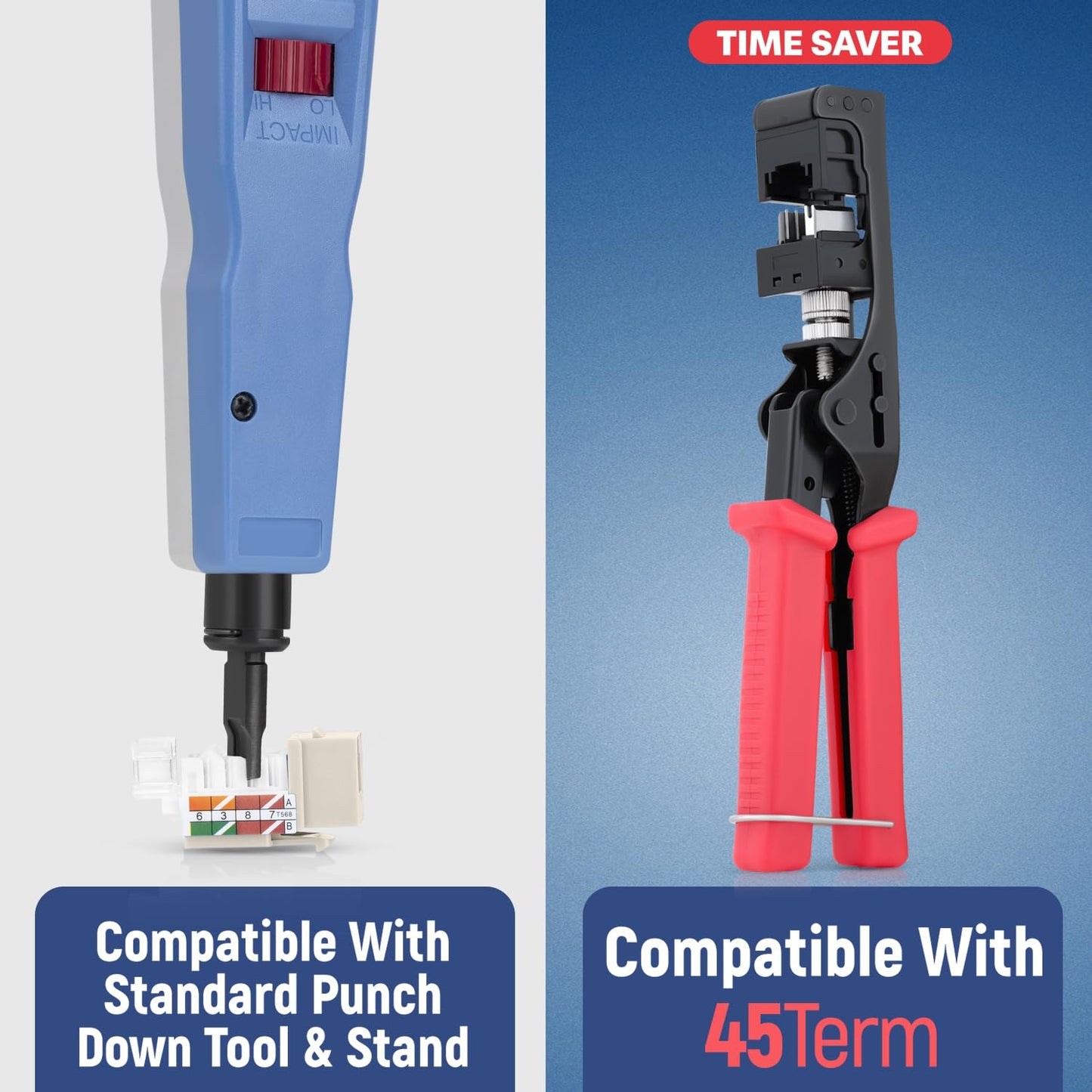 Everest 45° Angled RJ45 Cat5e Keystone Jacks 50-Pack in Light Almond - Slim Profile Female RJ45 Connectors - Cat 5e Keystone Jack - Compatible with 45° Angled Speed Termination Tool - 45Term