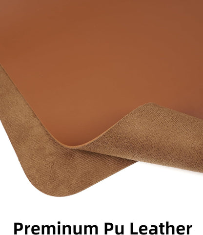 Large Desk Mat 55" x 17"Leather Desk Pad Protector,Mouse Pad,Office Desk Mat, Non-Slip PU Leather Desk Blotter,Waterproof Keyboard mat for Office/Home/Decor (Brown)