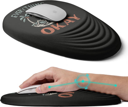 Ergonomic Mouse Pad with Wrist Rest Support,Mousepad Relief Carpal Tunnel Pain, Entire Memory Foam Mouse Pad with Non-Slip PU Base, Wireless Mouse Pad,Human Skeleton Skull