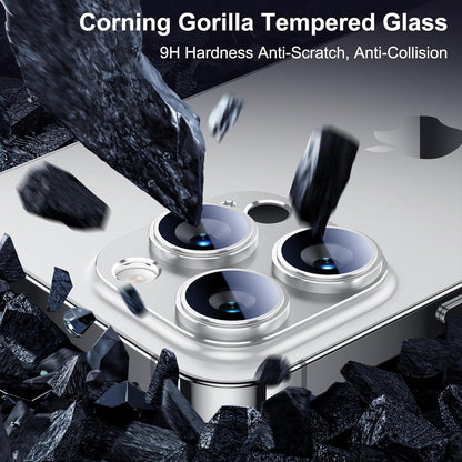 Esanik 2023 Upgrade 2 Pack for iPhone 14 Pro/iPhone 14 Pro Max Camera Lens Protector, Aluminum Alloy Metal matte Case Tempered Glass Camera Screen Cover, Scratch Resistant Case Friendly (Silver)