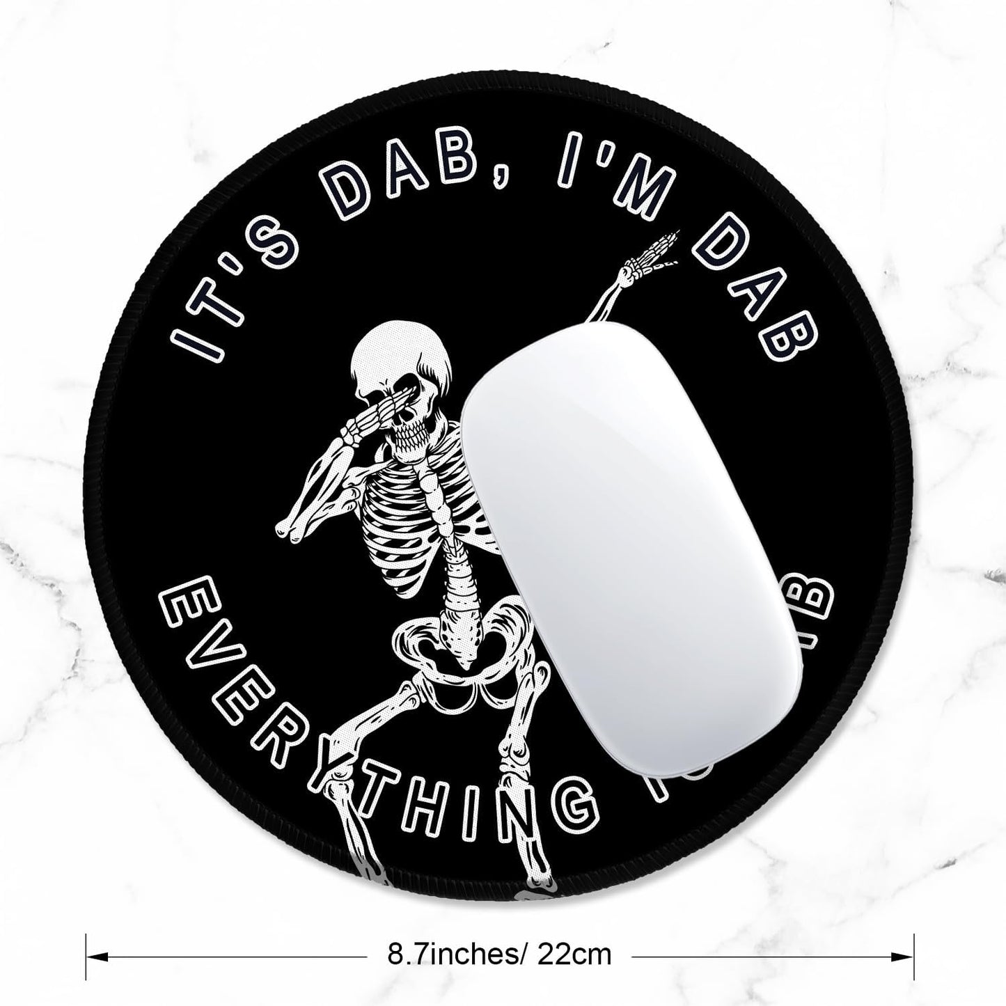 ITNRSIIET Round Mouse Pad with Stitched Edge Premium-Textured Waterproof Non-Slip Rubber Base Desktop Protection Mat Diameter 8.7 inches, Dab