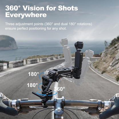 Came-TV Motorcycle Camera Mount Stabilizer, Bike Camera Mount,Handlebar Mount Shock Absorber Arm, Anti-Shake Motorcycle Mount PK04 Compatible with Pocket 2, Pocket 3, 360 Action Cameras, Smartphones