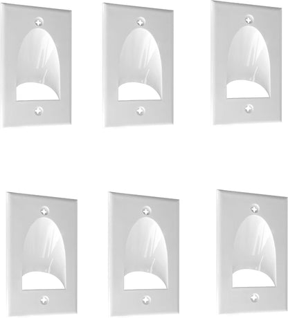 BestMounts - 6 Pack Inner Nose Behind Wall Cable Management TV Cord Hider for Wall Mounted TV - Single Gang Low Voltage Recessed Wall Plates Cable Pass Through for Wires, HDTV, HDMI (White)