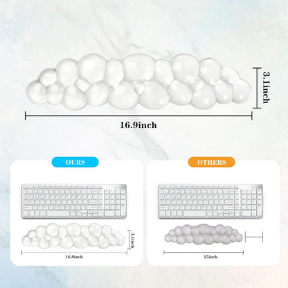 Gel Cloud Keyboard Wrist Rest, Cute Wrist Support and Arm Support Keyboard Rest for Keyboard Typing Pain Relief，Suitable for Office/Computer/Laptop/Gaming（Keyboard Wrist Rest White ）