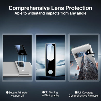 SMARTDEVIL [3+3 Pack for Google Pixel 8 Screen Protector with Camera Lens Protector, Finger Print Reader Compatible, Fast & Easy Installation, Clear 9H Tempered Glass Film, Alignment Frame