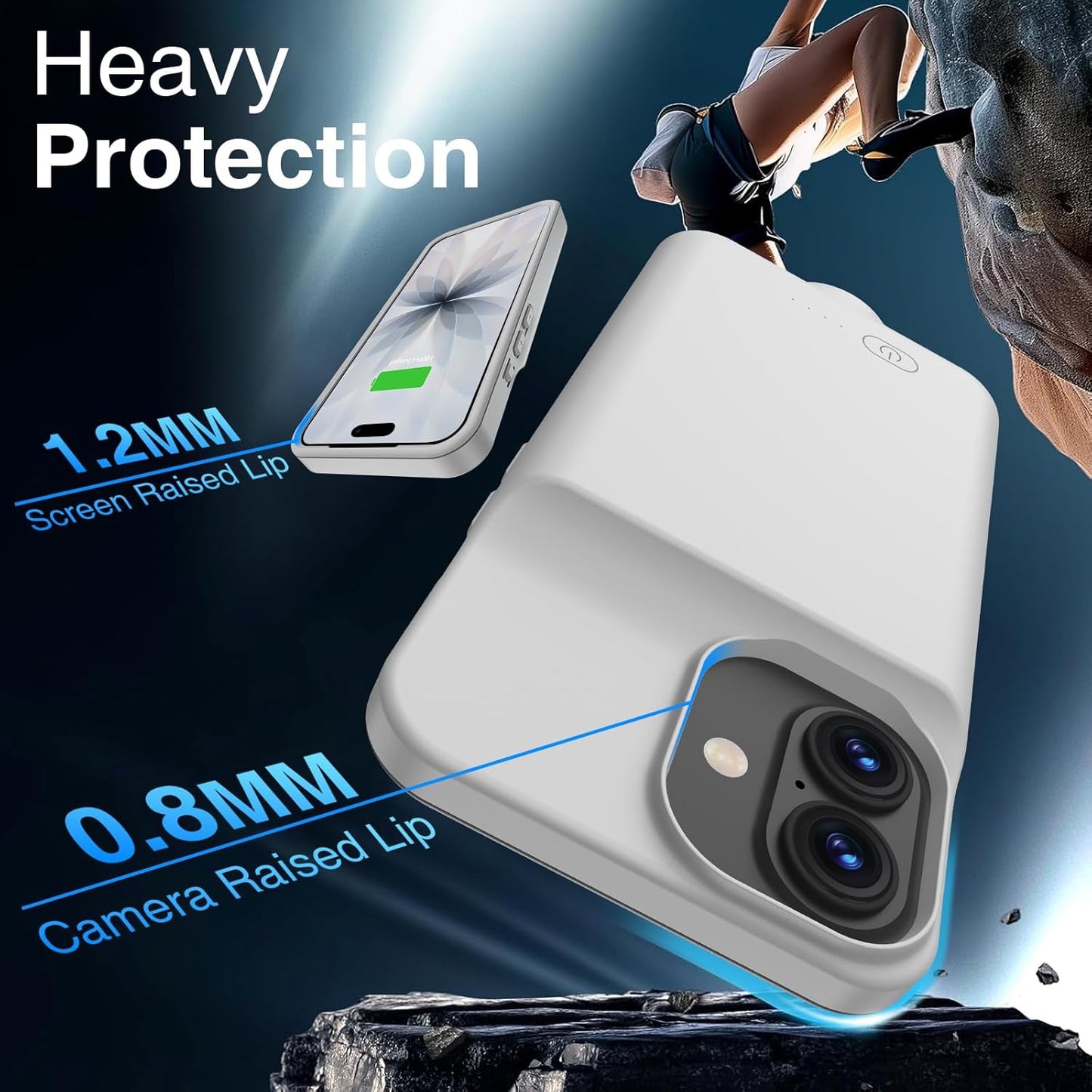 GIN FOXI Battery Case for iPhone 17, Charging Case Charger 8500mAh Ultra-Slim Lightweight Powerful Battery Pack 15W Fast Rechargeable Anti-Fall TPU Juice Box for iPhone 17 (6.3") Grey