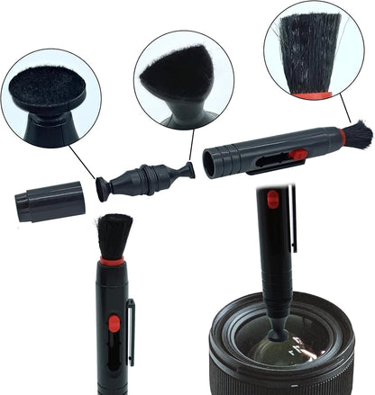 Lens Cleaning Kit Contains 2 Pcs Rubber Rocket Air Blower Duster, Lens Cleaning Pen, Blower Brush Dust Cleaner and Carrying Pouch, for Lens, Camera, SLR, Telescope, Magnifying Glass, Phone