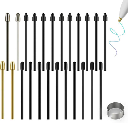 Marker Stylus Tips for Remarkable 2 Pen Tips with Nibs Removal Tool,Metal Replacement Nibs for Remarkable 1/2 Stylus/Marker Plus Pen (4+10+10 PCS-Gold/Sirvel/Black)