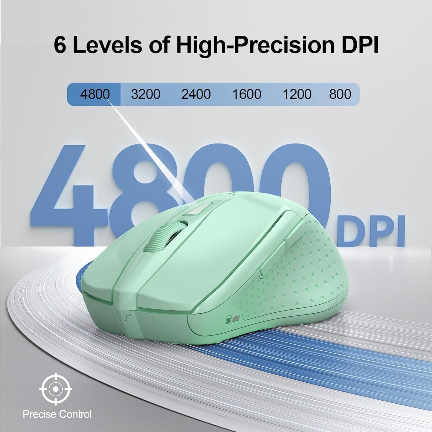 TECKNET Wireless Mouse (2.4G & BT5.0/3.0) Silent 4800 DPI Computer USB A & Bluetooth Mouse 6 Buttons, Wide Compatibility - Green