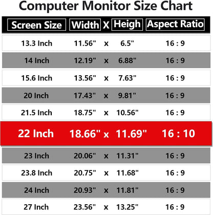 Computer Privacy Screen Protector 22 Inch with Hp Dell Acer Asus Samsung LG and More, Removable Security Shield Filter for 16:10 Aspect Ratio Monitor Like ViewSonic Sceptre AOC Koorui BenQ(22" Diagonal 16:10 1 Pack)