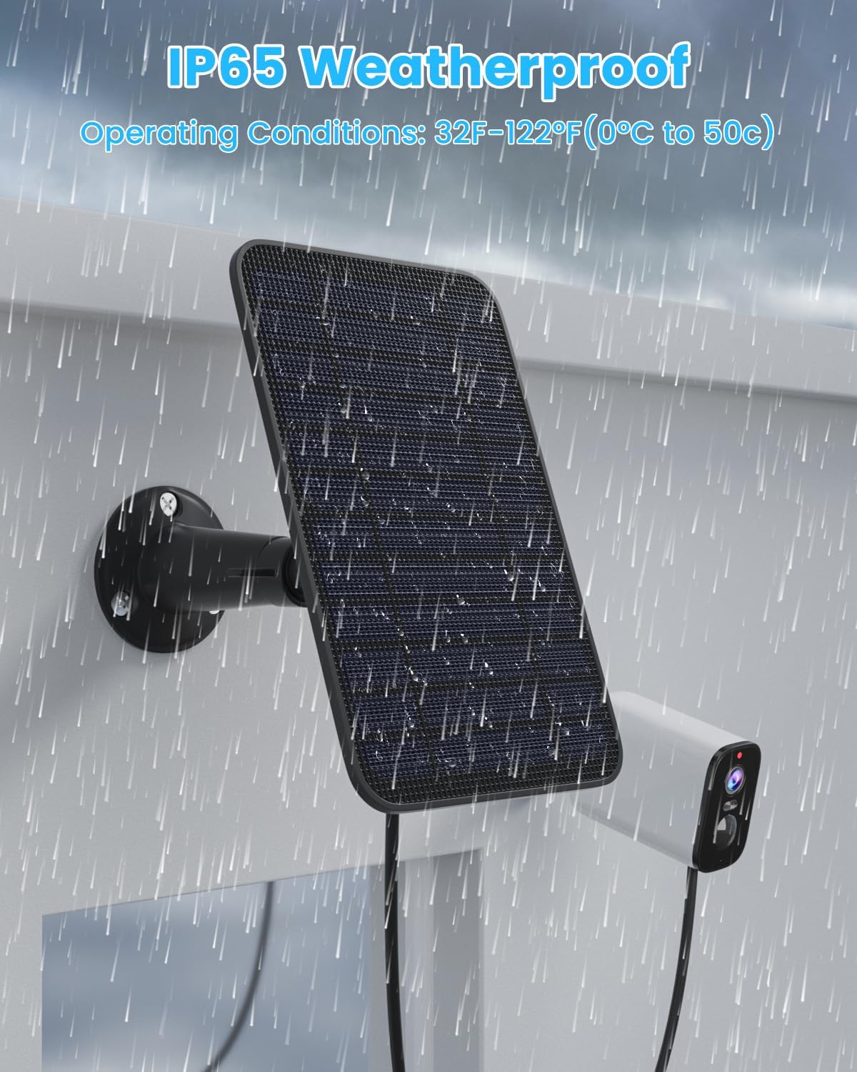 5W Solar Panel Charger Compatible with Blink Outdoor/Outdoor(3rd Gen)/XT XT2 Camera, Solar Panel for Blink Camera, 13.1ft Charging Cable & Rubber Plug, IP65 Weatherproof with Secure Wall Mount, 2 Pack