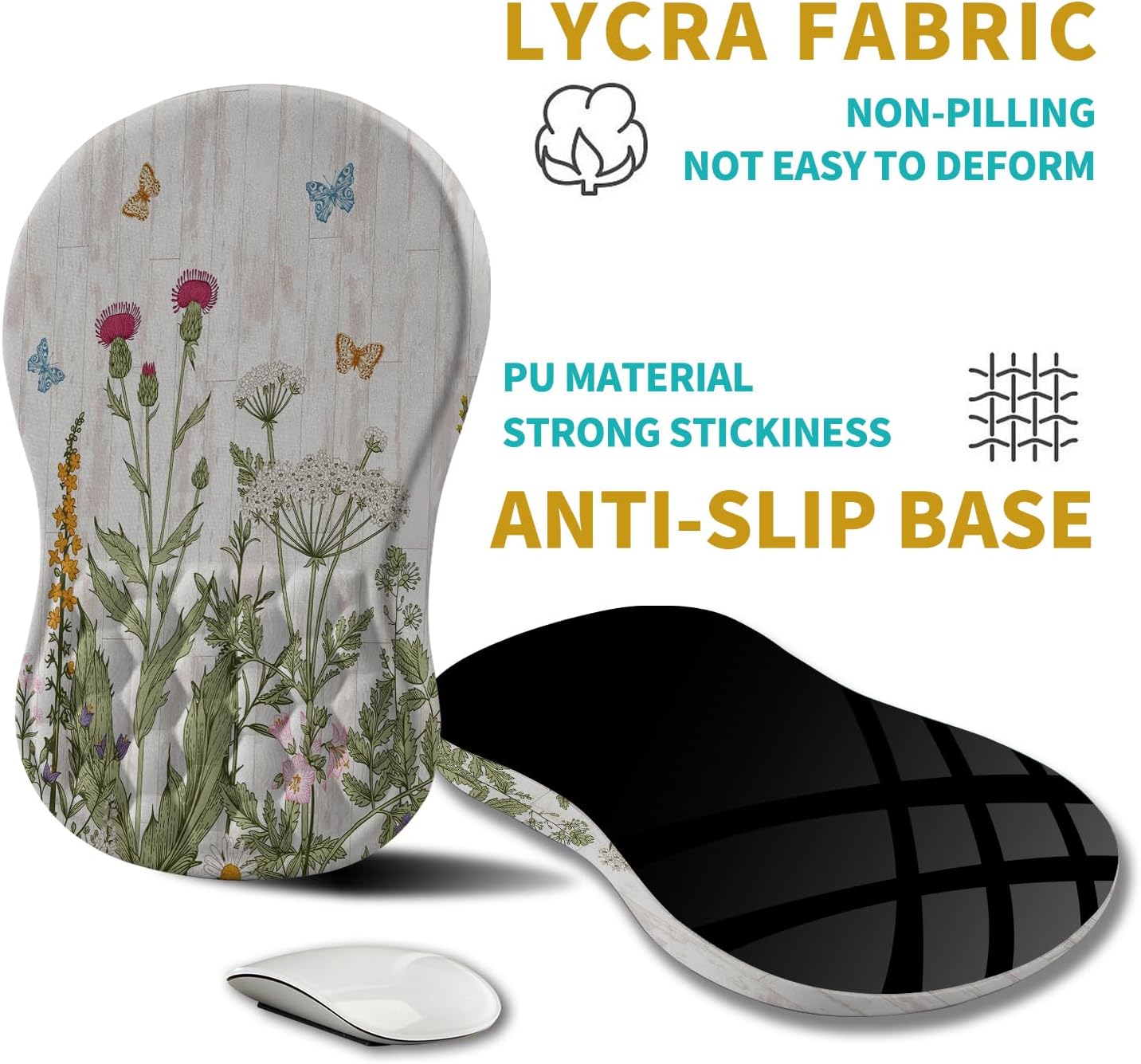 Hokafenle Ergonomic Mouse Pad Wrist Support, Wrist Rest Mousepad for Carpal Tunnel Pain Relief with Integrated Memory Foam Slope Massage Bulge (11.8x7.9 inch,Garden Flowers