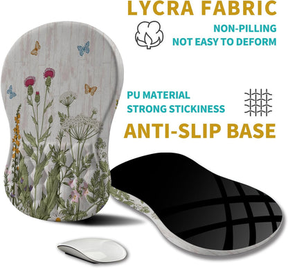 Hokafenle Ergonomic Mouse Pad Wrist Support, Wrist Rest Mousepad for Carpal Tunnel Pain Relief with Integrated Memory Foam Slope Massage Bulge (11.8x7.9 inch,Garden Flowers