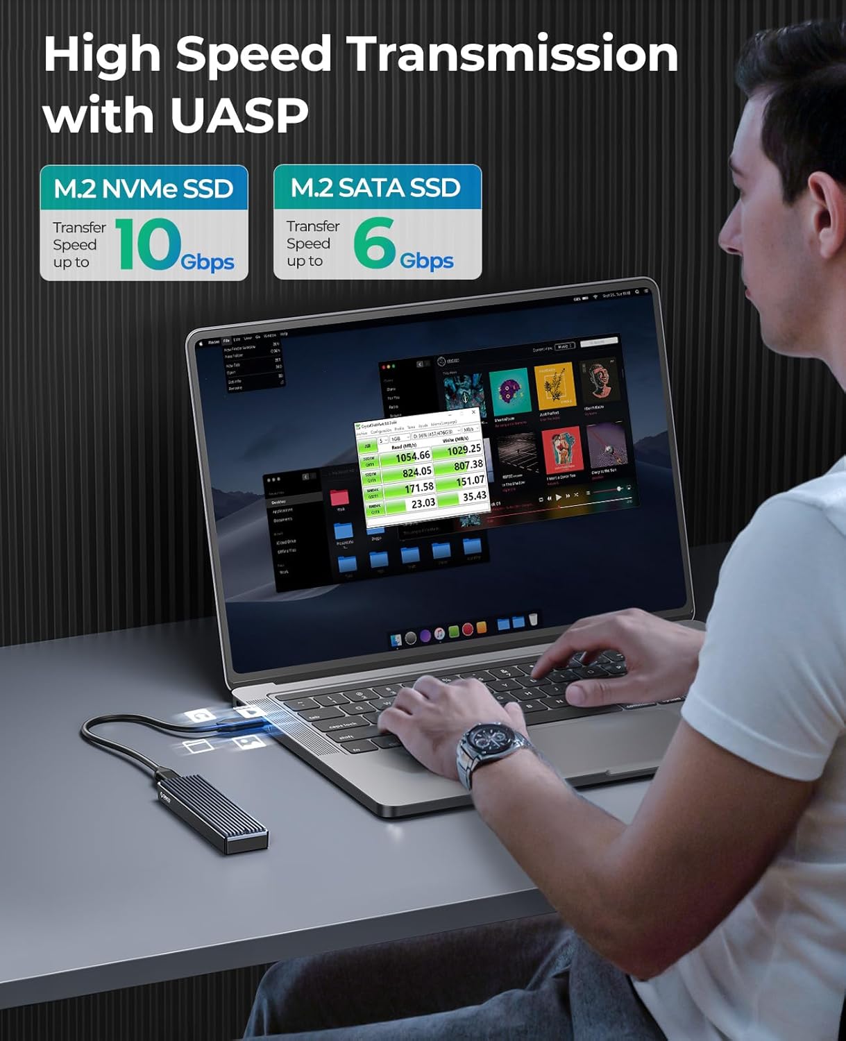 ORICO M.2 NVMe/SATA SSD Enclosure - USB 3.1 Gen 2 (10 Gbps) Support UASP for M.2 NVMe/SSD Size 2230/2242/2260/2280