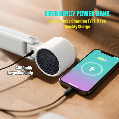 Foldable Handheld Fan | 5-Speed Turbo Blast | 16-Hour Runtime | Type-C Fast Charging | 3-in-1 Portable Design - Perfect for Travel, Camping, Office & Gifts