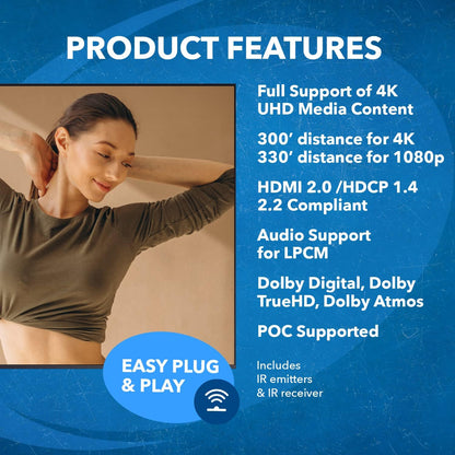 OREI 8X8 4K HDMI Matrix Switcher Extender - HDBaseT UltraHD 4K @ 60Hz 4:4:4 Over Single CAT5e/6/7 Cable with HDR, CEC & IR Control, RS-232 - Up to 400 Ft - Additional 8 Loop Out - 8 Receivers