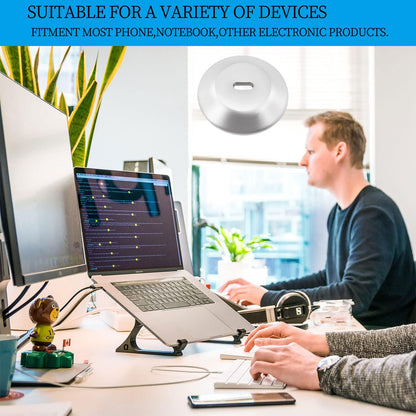 Security Lock Plate Self-Adhesive Plate with Lock Slot for Cables to Lock Down Laptops, Mac Book, Tablets, iPad, or Other Computer (Silver)