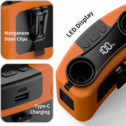 Socool 20000mAh Portable Waist Fan Clip on Wearable Belt Personal Fan Rechargeable, 40H Cooling Battery Operated with 10 Speeds & Dual Air Outlets, Neck Fans Hanging for Outdoor Jobsite Camping