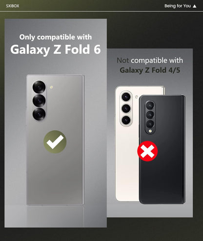 for Galaxy Z Fold 6 Case with Card Holder & Kickstand & Hinge Protection & Sliding Lens Cover, Built-in Screen Protector, Rugged Wallet Phone Case for Samsung Z Fold6, Black