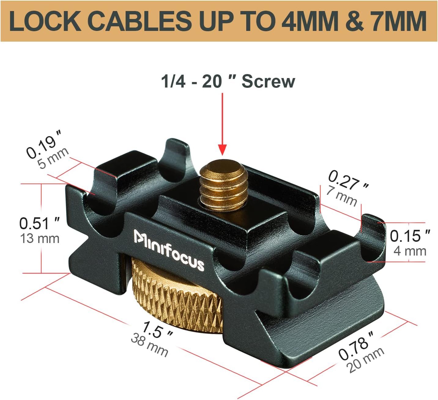 MINIFOCUS Camera Cable Clamp with Arca Swiss System, Aluminum Alloy Tether Cable Block Clip with 4 Grooves, USB Cable Lock Clip Clamp HDMI Protector for All DSLR Cameras Cable