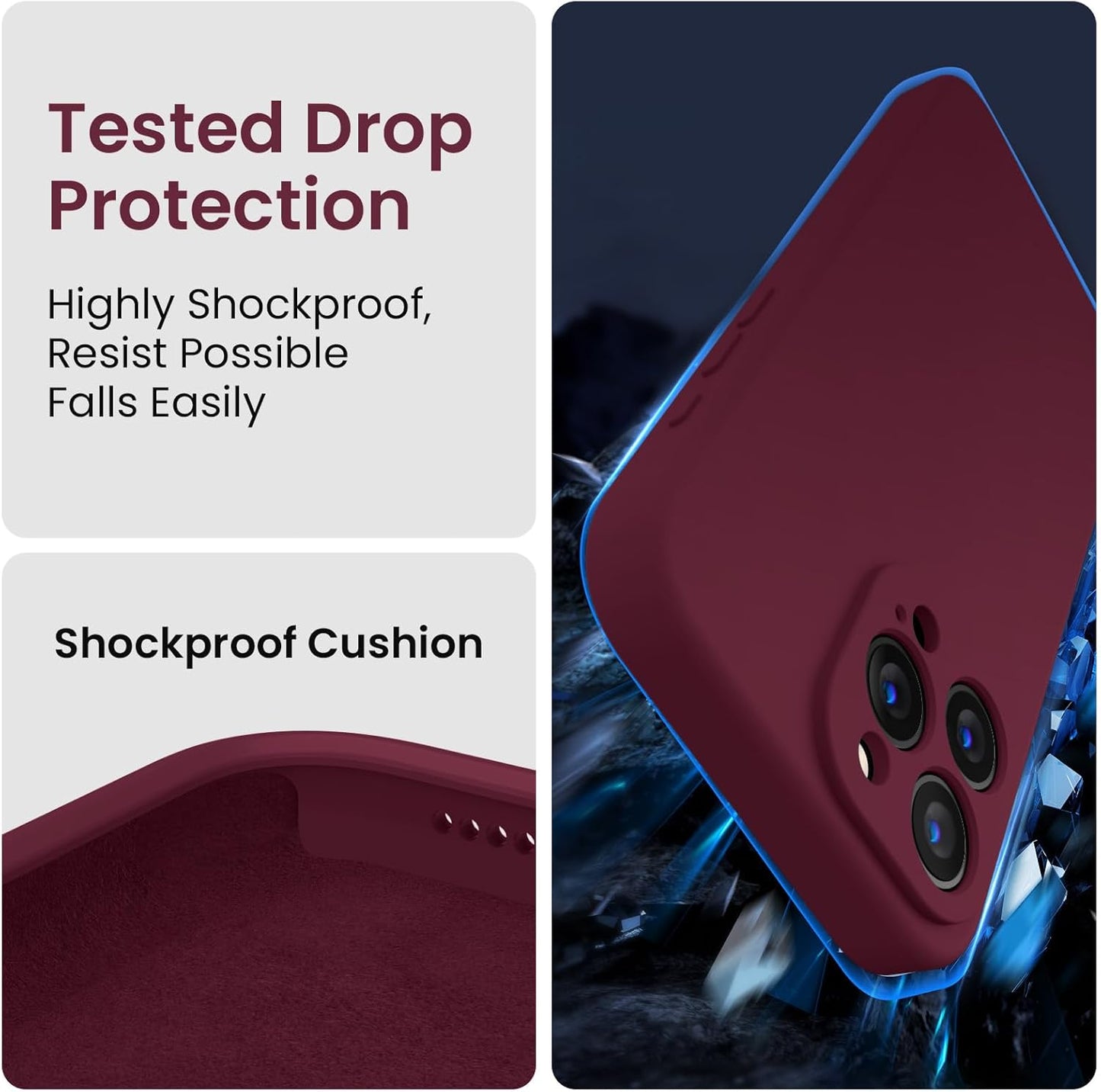FireNova Designed for iPhone 15 Pro Case, Silicone Upgraded [Camera Protection] Phone Case with [2 Screen Protectors], Soft Anti-Scratch Microfiber Lining Inside, 6.1 inch, Plum