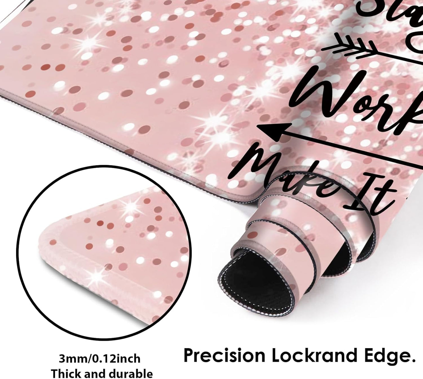 Galdas Gaming Mouse Pad XXL XL Large Long Extended Big Mousepad Non-Slip Rubber Keyboard Mouse Pad with Stitched Edges for Laptop Home Office (31.5x11.8x0.08 Inch) … (Bling Words)