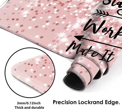 Galdas Gaming Mouse Pad XXL XL Large Long Extended Big Mousepad Non-Slip Rubber Keyboard Mouse Pad with Stitched Edges for Laptop Home Office (31.5x11.8x0.08 Inch) … (Bling Words)