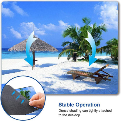Tropical Beach Mouse Pad, Coconut Palm Trees Shadows on Hawaii Shore Summer Plants Idyllic, Customized Rectangle Non-Slip Rubber Mousepad Nature Gaming Mouse Pad, 9.5 X 7.9 Inches