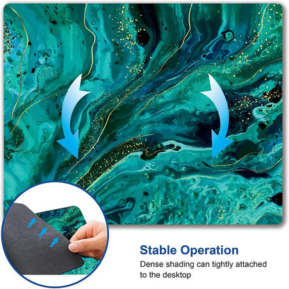 Mouse Pad, Green Marble Mouse Pad, Square Washable Cloth Personalized Mouse Mat with Design, Gaming Office Home Non-Slip Rubber Base Computer Mousepad