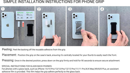 Phone Grip Holder for Hand, Universal Finger Strap Phone Holder, Finger Selfie Grip Compatible with Most Smartphones (Purple) - 2Pack