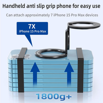 RESPECTED BRO-Magnetic-Phone-Ring-Holder with Dual Rings, Compatible with iPhone 16/15/14/13/12, Multifunctional Stand for Desk,Office,Gym,Kitchen & All Metal Surfaces, Finger Loop Grip (Black)