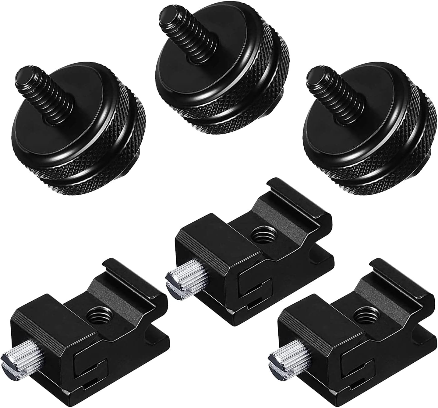 SLOW DOLPHIN 6 Pieces 1/4 Inch Hot Shoe Mount Adapter and 1/4"-20 Screw Thread Cold Shoe Flash Stand Adapter for DSLR Camera Rig, Camera Flash Shoe Mounts for Tripod