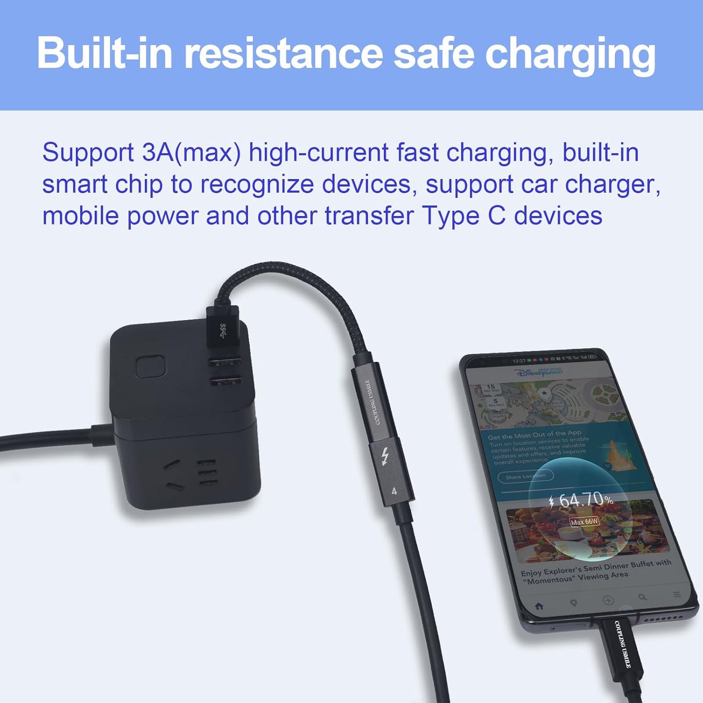 USB to USB C Adapter, Transfer up to 10Gbps,USB to Type C Charger Cable Adapter,Compatible with MacBook/iMac/iPad/iPhone 15 Series, Galaxy Note S24 Series(2pcs Black)