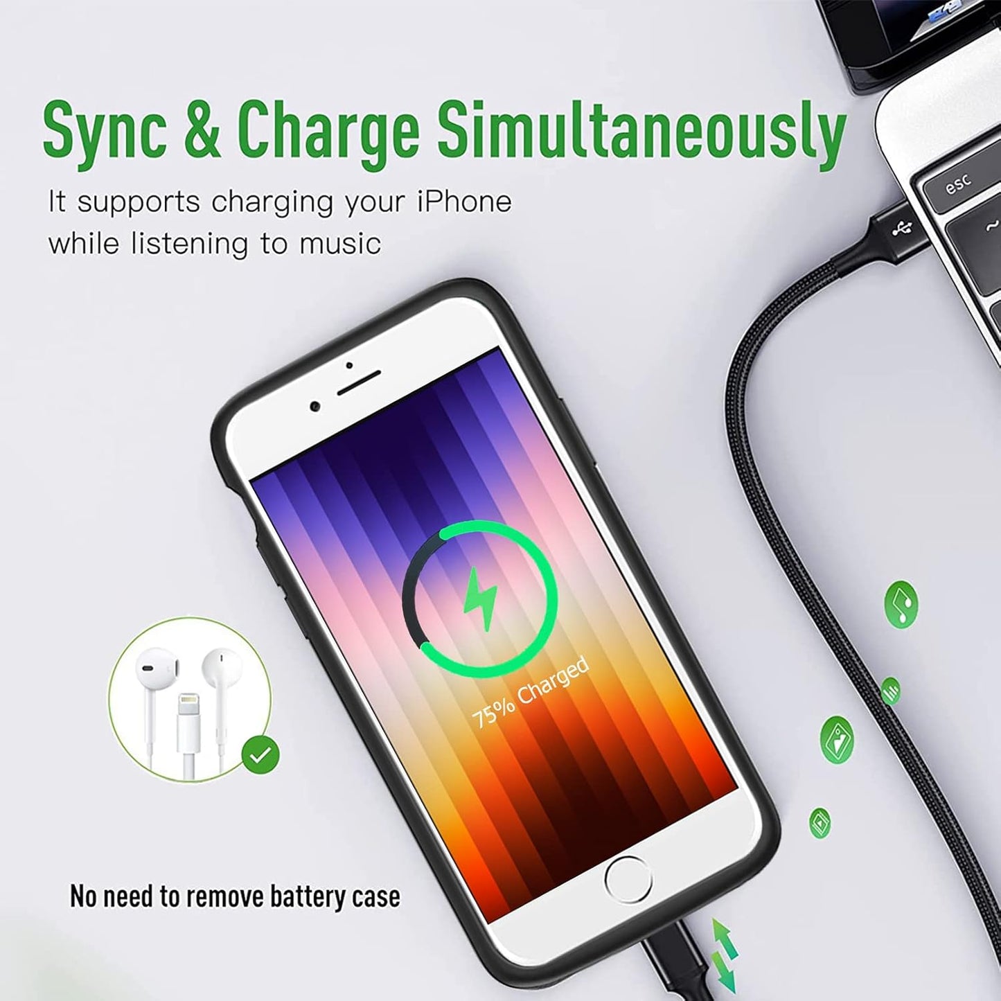 Battery Case for iPhone 7/8/6s/6/SE 2020/SE 3, [10000mAh] Rechargeable Smart Extended Charging Case Compatible with iPhone SE 3/6/6s/7/8/SE 2020 (4.7 inch) Backup Power Battery Pack Charger Case-Black