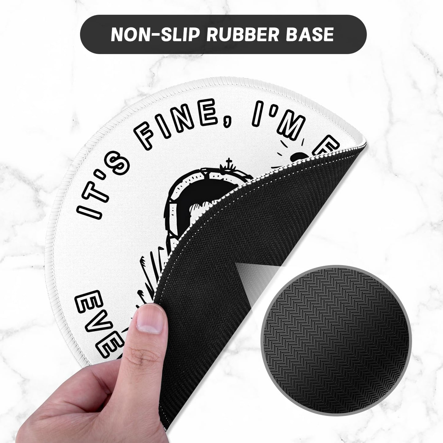 ITNRSIIET Round Mouse Pad with Stitched Edge Premium-Textured Waterproof Non-Slip Rubber Base Desktop Protection Mat Diameter 8.7 inches, Humorous Tombstone