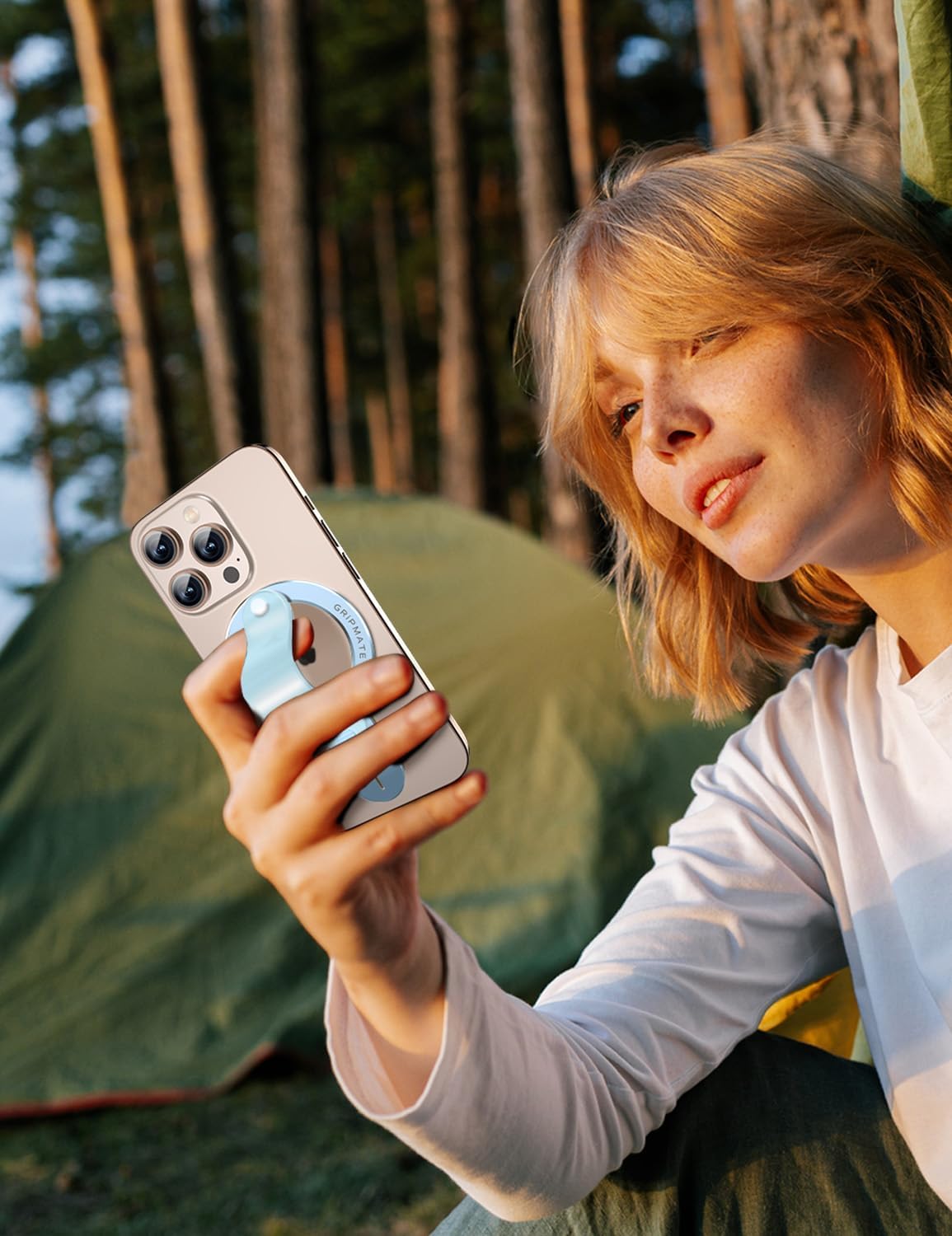 Phone Grip for iPhone - Magnetic Phone Ring Holder Detachable for iPhone 16 - Comfortable Finger Phone Loop Grip for Apple 16/15/14/13/12,Blue