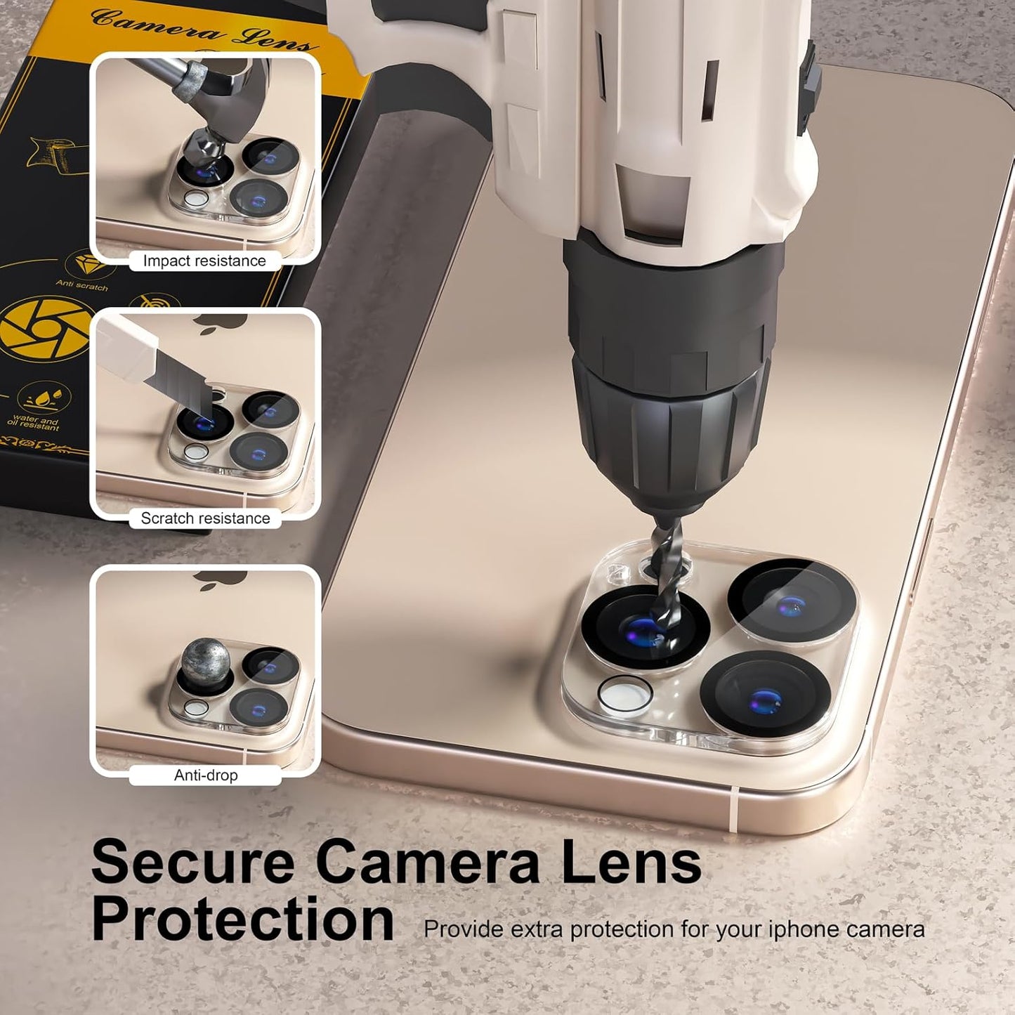 beuxece for 6 Pack iPhone 16 Pro/iPhone 16 Pro Max Camera Lens Protector [Drop Protection] [Case Friendly] [Easy Installation] 9H Tempered Glass Camera Screen Protector Cover Accessories, Clear