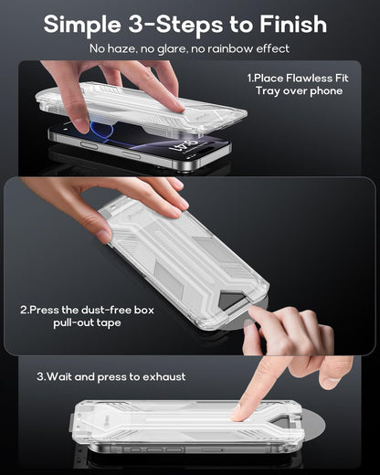 3 Pack for iPhone 14/iPhone 13 Pro/iPhone 13 Tempered Glass Screen Protector:9H+ Durable, Auto Positioning, Bubble Free, High Definition, Easy Installation