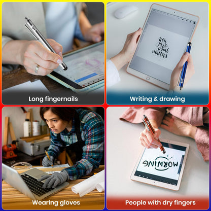 TCD 10 Pack Stylus Pen for Touch Screen, Universal Capacitive Digital Stylus Pen for iPad, iPhone, Tablet, Laptop – Premium Thick Styluses for All Touchscreen Devices with Rubber Tip, Multi Colors