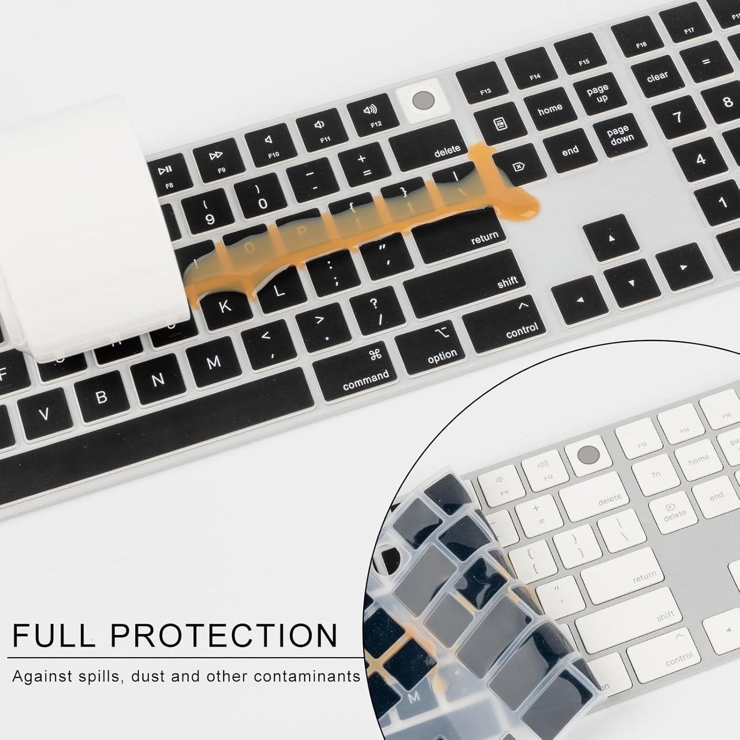 Allinside Black Keyboard Cover for 2024 Mac Magic Keyboard with Touch ID and Numeric Keypad A3119 US Layout