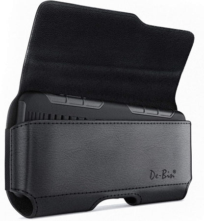 DeBin Case for Large iPhone Plus, Pro Max Cell Phones, Samsung Galaxy S24+ Plus 5G to S10+ Plus Smartphones – Cellphone Belt Holder Clip Holster Carry Pouch Man Women (Fits Phone with Case on) Black