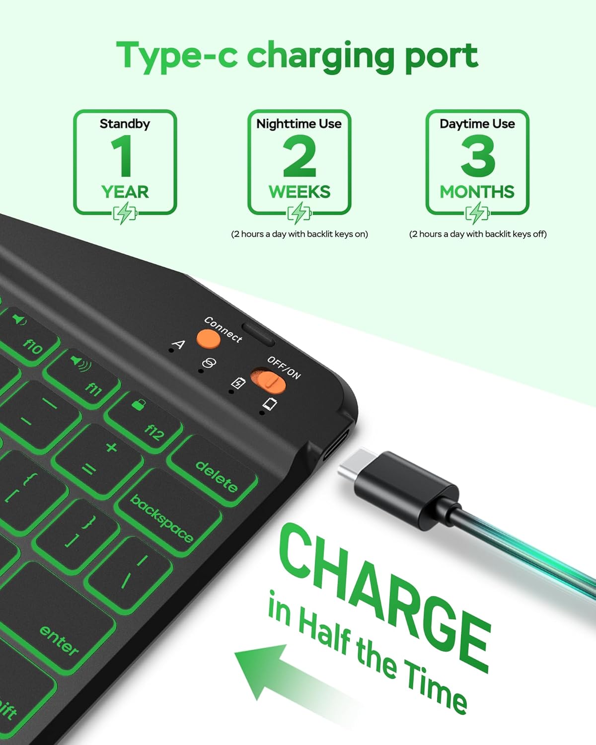 Keyboard Case for iPad 9th 8th 7th Generation 10.2" - 7 Colors Backlit Detachable Folio Keyboard Cover with Pencil Holder for iPad Pro 10.5" / iPad Air 3rd Gen (Black)